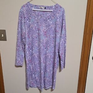 Women's Purple Star-Print Long Sleeve Nightshirt